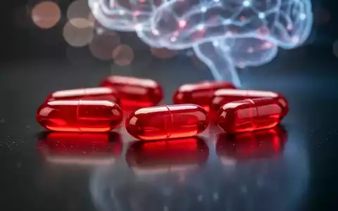 Nahaufnahme von leuchtend roten Astaxanthin-Kapseln, die präzise auf einer dunklen Oberfläche angeordnet sind. - Foto: über boerse-global.de