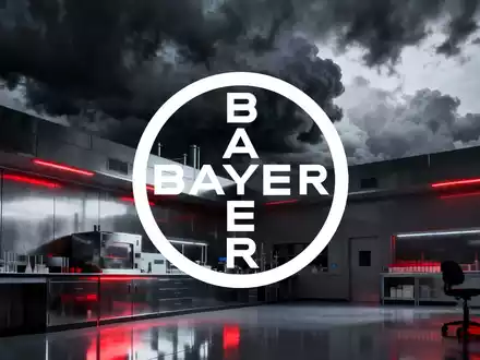 Eine bedrohliche, abstrakte Szene, die die Pharmaindustrie unter der Last drohender Strafzölle darstellt. Dunkle Wolken über einem Labor. - Foto: über boerse-global.de