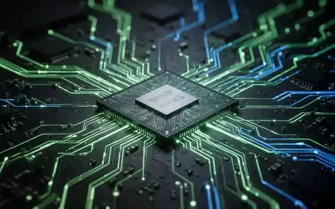 Leuchtende Platine mit zentraler Recheneinheit, Symbol für technologischen Fortschritt und Datenverarbeitung. - Foto: über boerse-global.de