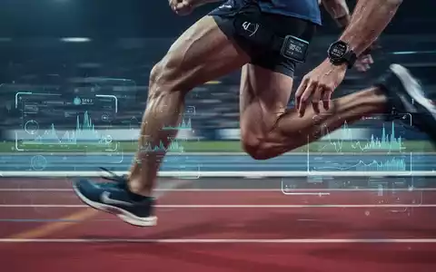 Nahaufnahme der Beine eines Läufers in Bewegung auf einer Leichtathletikbahn mit sichtbarer Smartwatch und Herzfrequenzmesser. - Foto: über boerse-global.de