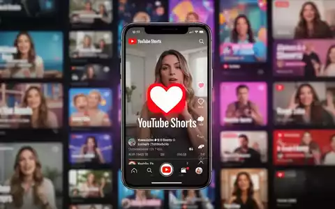 Ein Smartphone-Bildschirm zeigt ein YouTube-Shorts-Video mit einem Herzsymbol. Im Hintergrund sind weitere verschwommene Handys mit ähnlichem Inhalt. - Foto: über boerse-global.de