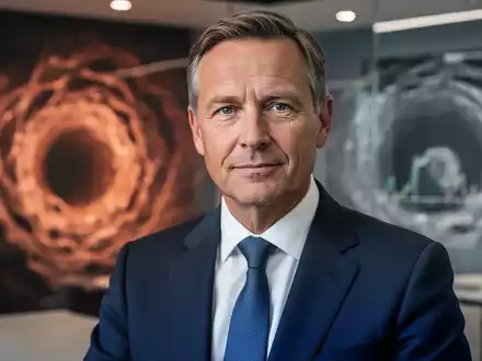 Porträt eines selbstbewussten Managers (Bjorn Meyer) in einem modernen Büro, das Führung und Unternehmensstrategie symbolisiert. - Foto: über boerse-global.de