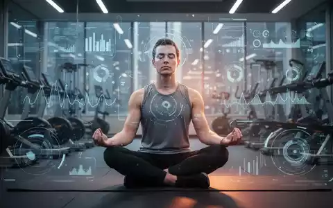 Eine Person meditiert in einem modernen Fitnessstudio, umgeben von subtilen Technologien, die mentale und physische Leistungsfähigkeit symbolisieren. - Foto: über boerse-global.de
