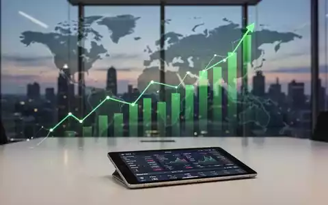 Ein stilisierter grüner Finanzgraph, der einen globalen Indexfonds darstellt, mit einem Smartphone im Vordergrund und einer Stadtansicht im Hintergrund. - Foto: über boerse-global.de