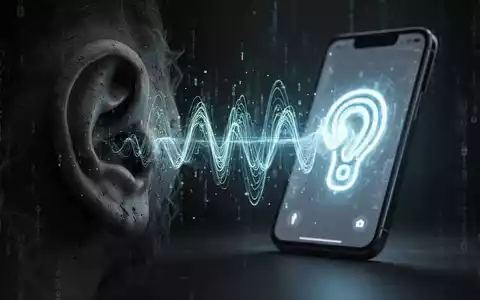 Ein Ohr mit digitalen Wellen und einem leuchtenden Smartphone im Hintergrund, das KI-gestützten Telefonbetrug und Stimmklonung symbolisiert. - Foto: über boerse-global.de