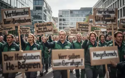 Streikende Einzel- und Großhandelsbeschäftigte in Bayern demonstrieren mit Plakaten für höhere Löhne und bessere Arbeitsbedingungen. - Foto: über boerse-global.de