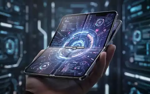 Modernes faltbares Smartphone, teilweise geöffnet, mit lebendigem Display. Eine Hand hält das Gerät sanft vor weichem, unscharfem Hintergrund. - Foto: über boerse-global.de