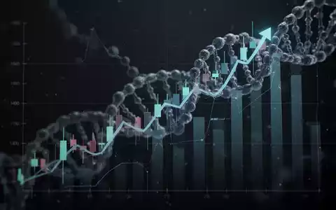 Ein stilisierter, aufwärts gerichteter Börsenchart mit abstrakten Biotech-Elementen vor dunklem Hintergrund, der Wachstum darstellt. - Foto: über boerse-global.de