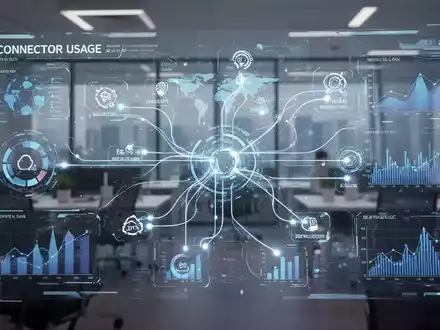 Digitales Dashboard mit leuchtenden Datenverbindungen und Nutzungsberichten, symbolisiert KI-Integration mit Finanzdaten und IT-Verwaltung. - Foto: über boerse-global.de