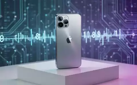 Schlankes silbernes iPhone 17 auf weißem Sockel mit futuristischem blau-violetten Licht, das seine verlängerte Lebensdauer symbolisiert. - Foto: über boerse-global.de