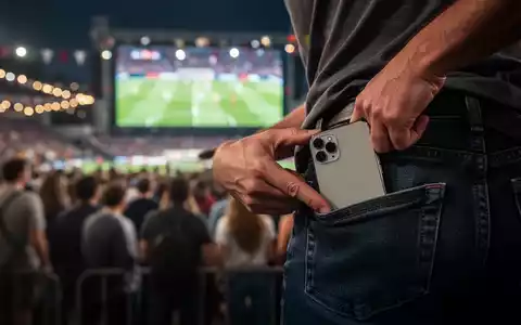 Eine Hand greift in die Gesäßtasche einer Person, um ein Smartphone zu stehlen, in einer Menschenmenge bei einem Public Viewing. - Foto: über boerse-global.de
