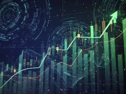 Eine stilisierte, aufwärts gerichtete Börsenkurve mit digitalen Mustern, die schnelles Wachstum und Finanztechnologie symbolisiert. - Foto: über boerse-global.de