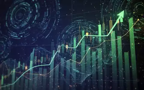 Eine stilisierte, aufwärts gerichtete Börsenkurve mit digitalen Mustern, die schnelles Wachstum und Finanztechnologie symbolisiert. - Foto: über boerse-global.de