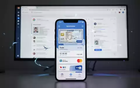Ein Smartphone zeigt eine digitale Geldbörse mit synchronisierten Ausweisen, Reisedaten und Zahlungsoptionen, im Hintergrund ein Desktop-Browser. - Foto: über boerse-global.de