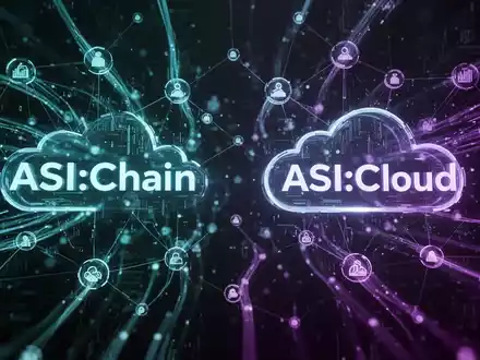 Ein futuristisches digitales Netzwerk mit leuchtenden Knoten und Datenströmen, die die Konzepte von ASI:Chain und ASI:Cloud symbolisieren. - Foto: über boerse-global.de
