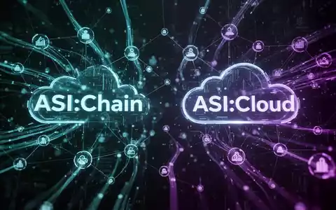 Ein futuristisches digitales Netzwerk mit leuchtenden Knoten und Datenströmen, die die Konzepte von ASI:Chain und ASI:Cloud symbolisieren. - Foto: über boerse-global.de