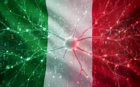 Italienische Flaggenfarben verschmelzen mit digitalen Daten und KI-Netzmustern, symbolisierend Italiens Untersuchung von Microsofts KI-Praktiken. - Foto: über boerse-global.de