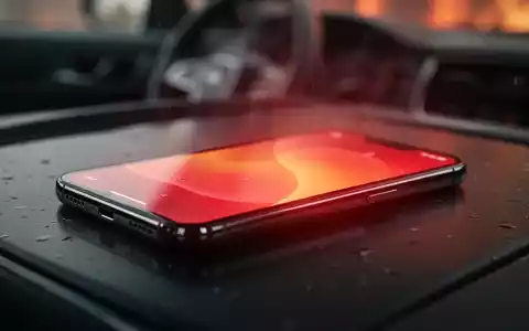 Ein Smartphone mit rot glühendem Bildschirm liegt auf einer dunklen Fläche, umgeben von einem Hitzeschimmer. - Foto: über boerse-global.de