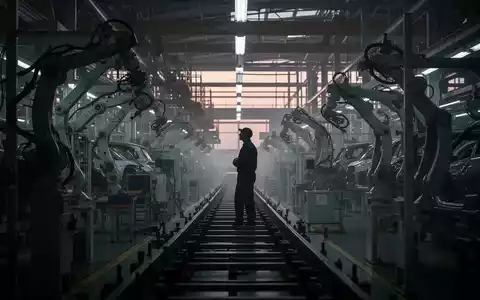 Eine nachdenkliche Silhouette eines Arbeiters in einer dunklen Autofabrik, die Unsicherheit und Arbeitsplatzkrise bei VW andeutet. - Foto: über boerse-global.de