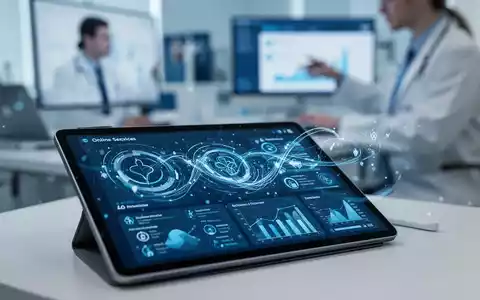 Digitales Tablet mit medizinischen Daten und Diagrammen, unscharfer Hintergrund einer Arztpraxis. Steht für Online-Medizindienste. - Foto: über boerse-global.de
