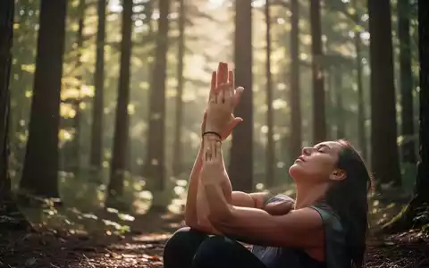 Eine Person atmet tief in einem sonnenbeschienenen Wald. Die Szene vermittelt Ruhe und Entspannung in der Natur. - Foto: über boerse-global.de