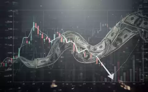 Ein abstraktes Bild, das einen nach unten gerichteten Finanztrend darstellt, mit Elementen, die Geldabflüsse symbolisieren. - Foto: über boerse-global.de