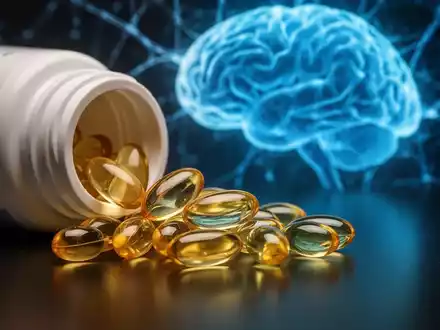 Fischölkapseln und eine schematische Darstellung eines Gehirns, die die fehlende Wirksamkeit von Nahrungsergänzungsmitteln bei Alzheimer symbolisieren. - Foto: über boerse-global.de