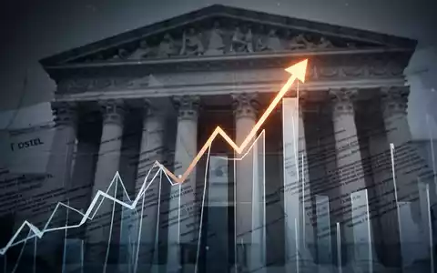 Abstrakte Darstellung eines Finanzdiagramms mit einem starken Kursanstieg, überlagert von angedeuteten rechtlichen Dokumenten. - Foto: über boerse-global.de