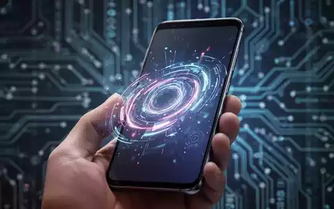 Nahaufnahme eines modernen Smartphones, vermutlich Samsung Galaxy A24, mit futuristischem UI vor unscharfem Tech-Hintergrund. - Foto: über boerse-global.de