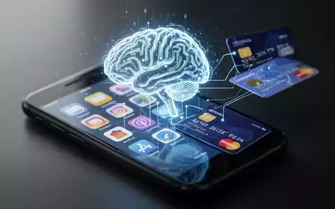 KI-Gehirn-Symbol auf Smartphone, verbunden mit Kreditkarte - Foto: über boerse-global.de