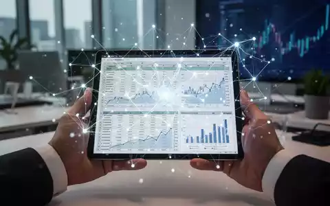 Stilisierte neuronale Netzstruktur über digitaler Tabelle, von Händen gehalten, symbolisiert KI-Integration in Finanzdatenanalyse. - Foto: über boerse-global.de