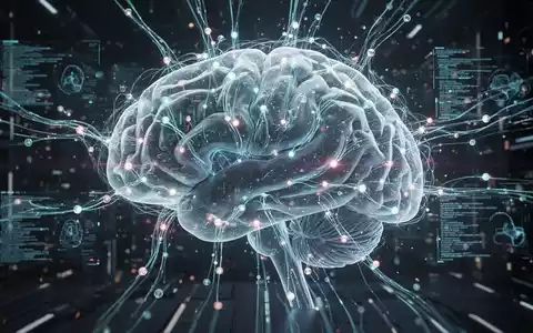 Leuchtendes, komplexes digitales Gehirn, das KI repräsentiert, mit Datenströmen zwischen verbundenen Knoten. - Foto: über boerse-global.de