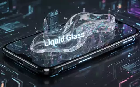Nahaufnahme eines Smartphone-Bildschirms mit abstrakten, fließenden Designelementen im 'Liquid Glass'-Stil. - Foto: über boerse-global.de