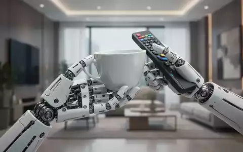Detailaufnahme einer humanoiden Roboterhand mit komplexen Fingergelenken, die sanft einen kleinen Haushaltsgegenstand greift. - Foto: über boerse-global.de