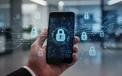Eine Hand hält ein Android-Smartphone mit einem digitalen Overlay aus Datenströmen und Schloss-Symbolen, das verdecktes Tracking und Datenschutz darstellt. - Foto: über boerse-global.de