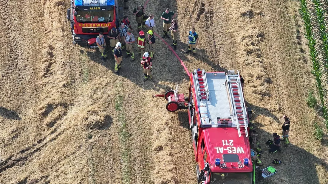 FW Alpen: Flächenbrand bei Erntearbeiten - Bild: presseportal.de