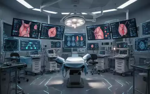 Hochmoderner Operationssaal mit digitalen Bildschirmen für Patientendaten und OP-Abläufe. - Foto: über boerse-global.de