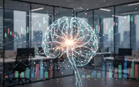 Eine stilisierte, leuchtende neuronale Netzwerkgrafik über Finanzdaten und einem modernen Bürohintergrund, die KI-Automatisierung darstellt. - Foto: über boerse-global.de