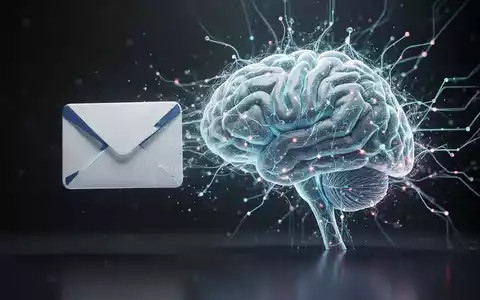 E-Mail-Symbol wandelt sich in abstraktes neuronales Netz, symbolisiert Notion Mails Einstellung und KI-Wende. - Foto: über boerse-global.de