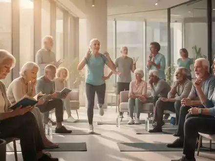 Eine vielfältige Gruppe von Menschen mittleren Alters, die lesen, sich unterhalten und leichten Aktivitäten nachgehen, symbolisiert Neuanfang in der Lebensmitte. - Foto: über boerse-global.de
