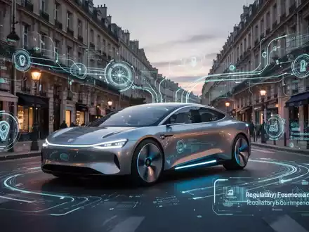 Ein selbstfahrendes Auto auf einer europäischen Stadtstraße, das regulatorische Herausforderungen und technologische Fortschritte symbolisiert. - Foto: über boerse-global.de