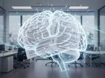 Ein leuchtendes, digitales Gehirn oder Netzwerk, überlagert von Gesetzestexten und Code, symbolisiert KI-Regulierung. - Foto: über boerse-global.de