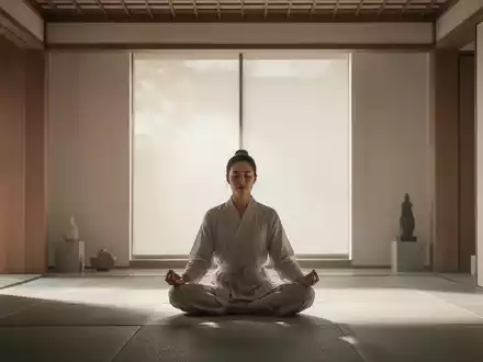 Eine Person sitzt in Meditation, umgeben von einem ruhigen, modernen Ambiente, das Konzentration und Achtsamkeit ausstrahlt. - Foto: über boerse-global.de