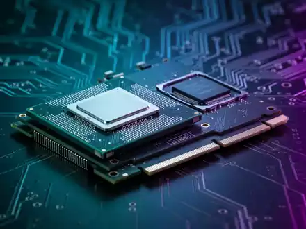 Nahaufnahme einer CPU und GPU auf dunkler, reflektierender Oberfläche. - Foto: über boerse-global.de