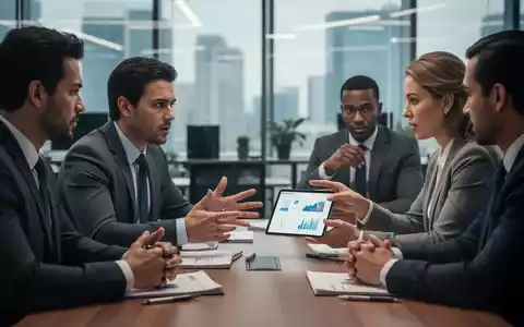 Geschäftsleute verhandeln Gehalt, Tablet mit Daten, Fokus auf faire Bezahlung und Motivation. Modernes Büro, professionelle Atmosphäre. - Foto: über boerse-global.de