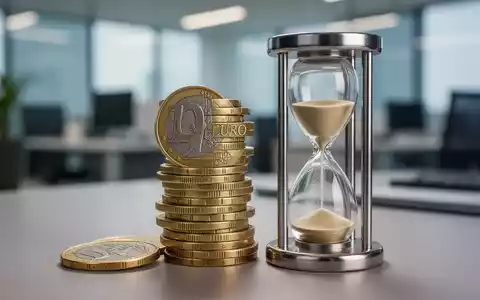 Ein Stapel deutscher Euro-Münzen neben einer kleinen Sanduhr, die Rentenreform und Zeitdruck symbolisiert. - Foto: über boerse-global.de
