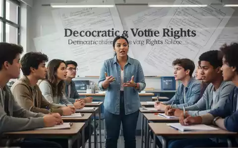 Junge Erwachsene diskutieren in einem modernen Klassenzimmer über demokratische Prozesse und Wahlrechte. - Foto: über boerse-global.de