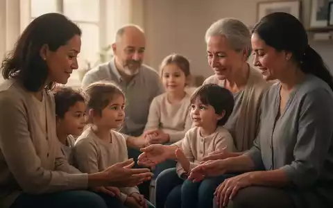 Eine Familie sitzt zusammen, Eltern und Kinder, in einer ruhigen und unterstützenden Atmosphäre, die psychische Gesundheit und Zusammenhalt symbolisiert. - Foto: über boerse-global.de