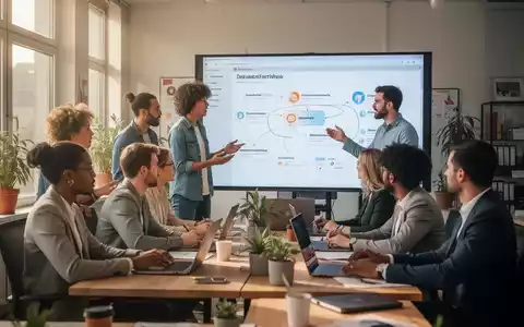 Fachleute besprechen digitale Marketingstrategien an einem großen Bildschirm in einem modernen Büro. - Foto: über boerse-global.de