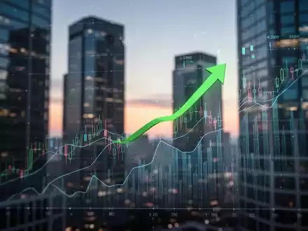 Digitale Oberfläche mit Aktiencharts und einem grünen Aufwärtspfeil, der finanzielles Wachstum und institutionelle Investitionen in PayPal symbolisiert. - Foto: über boerse-global.de